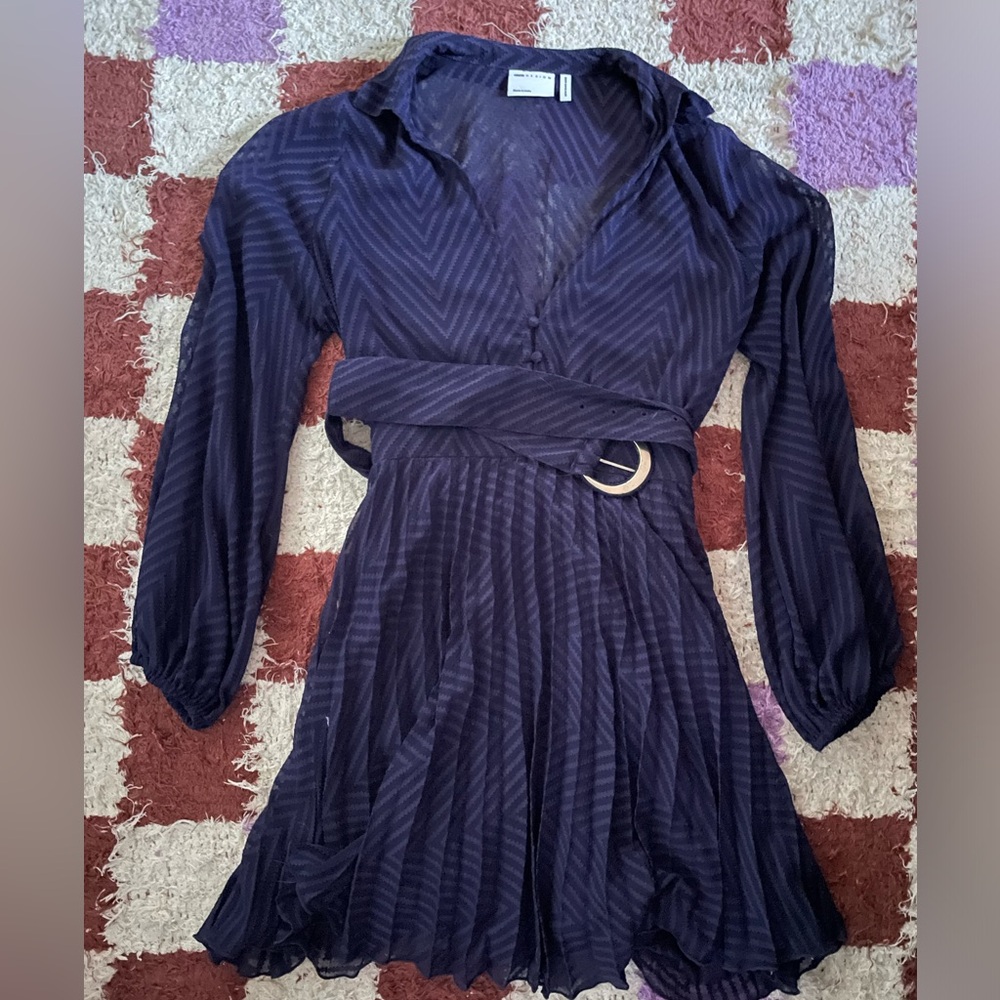 Elegant Dark Blue Chevron Dress